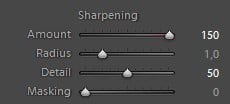 Indstillingerne i Sharpen.